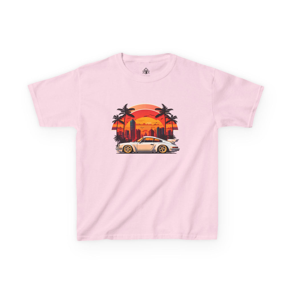 Kids Retro Sunset Sports Car Tee