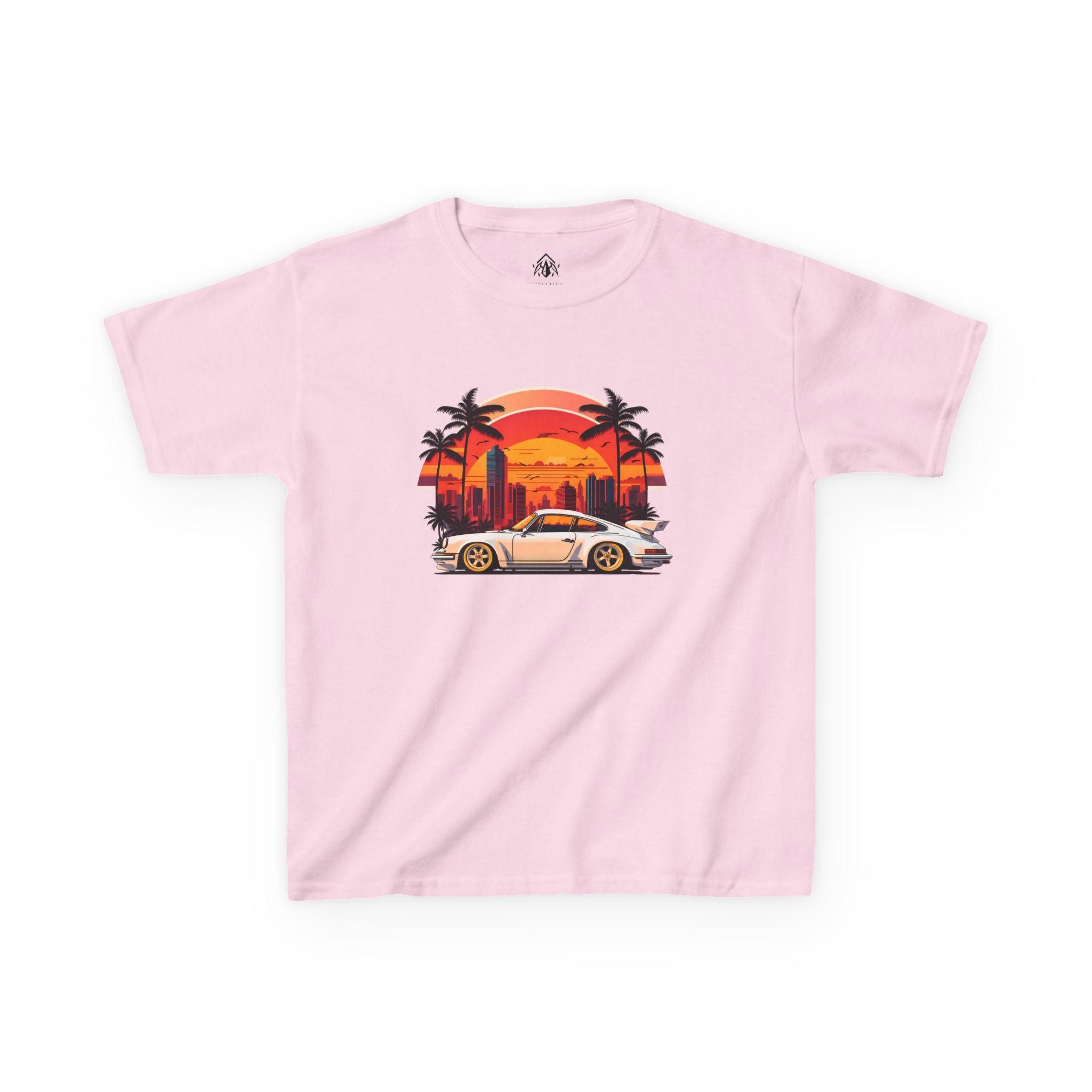 Kids Retro Sunset Sports Car Tee