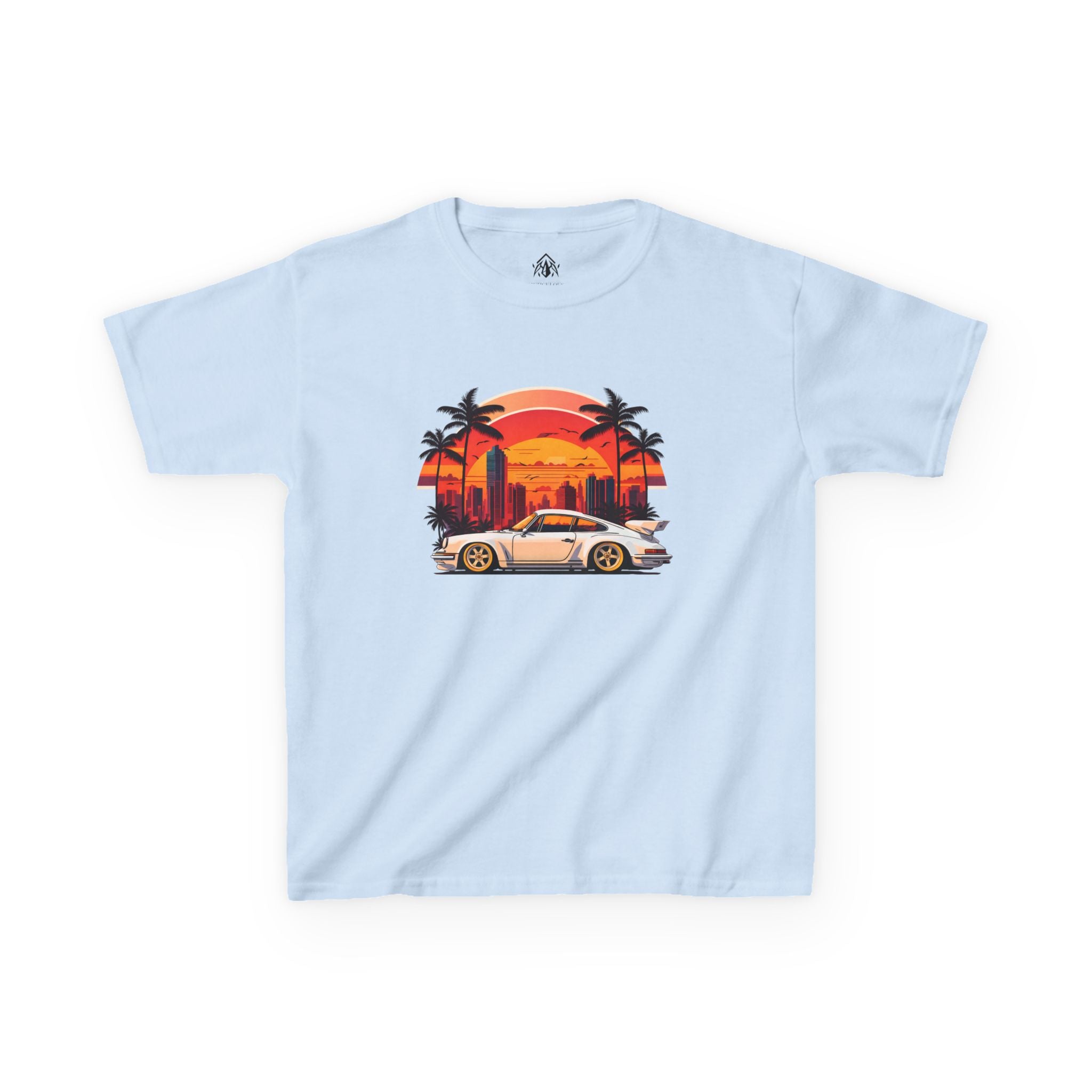 Kids Retro Sunset Sports Car Tee