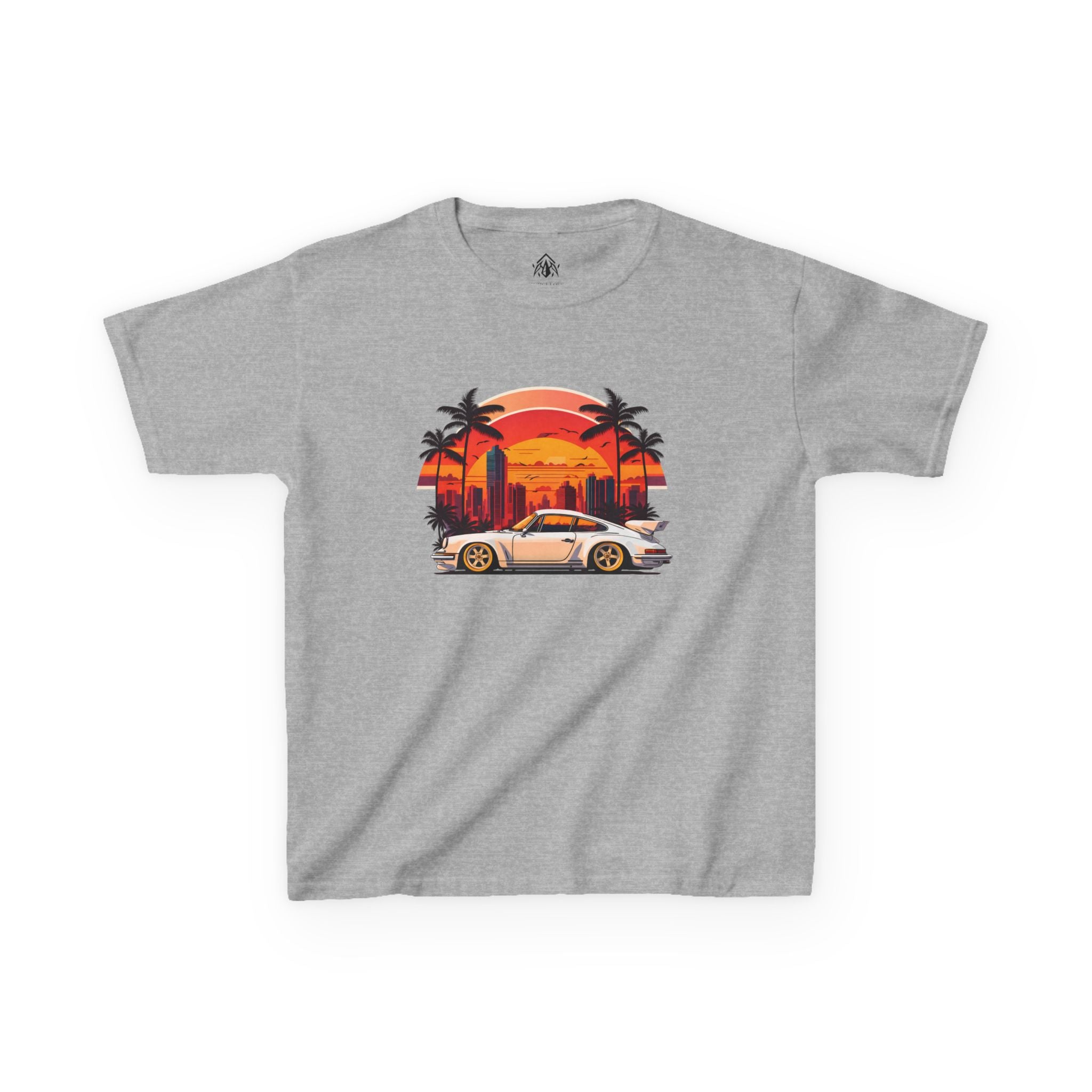 Kids Retro Sunset Sports Car Tee