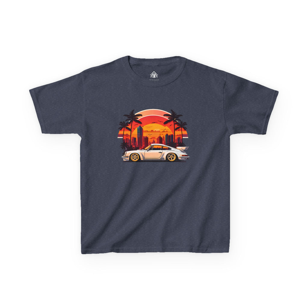 Kids Retro Sunset Sports Car Tee