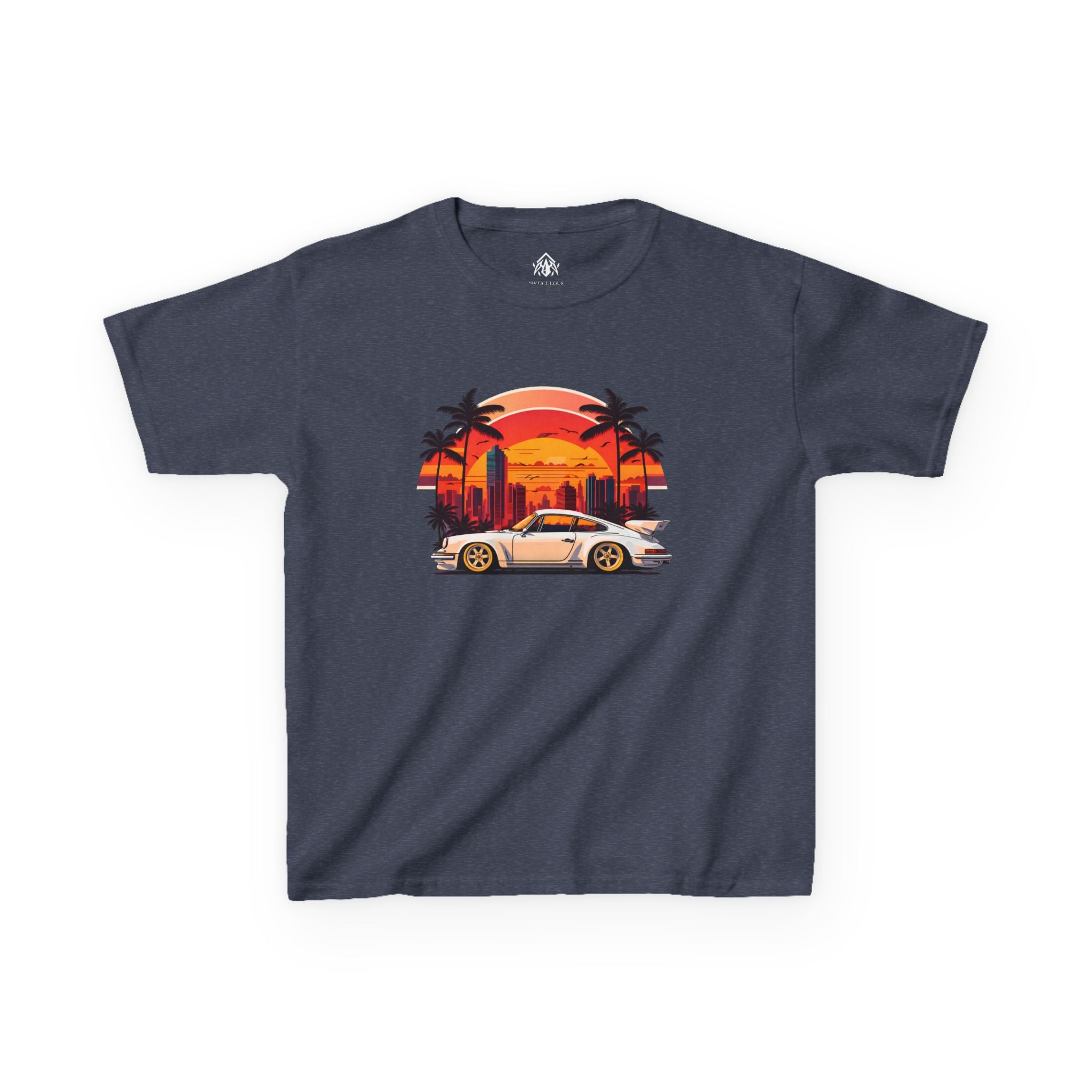 Kids Retro Sunset Sports Car Tee