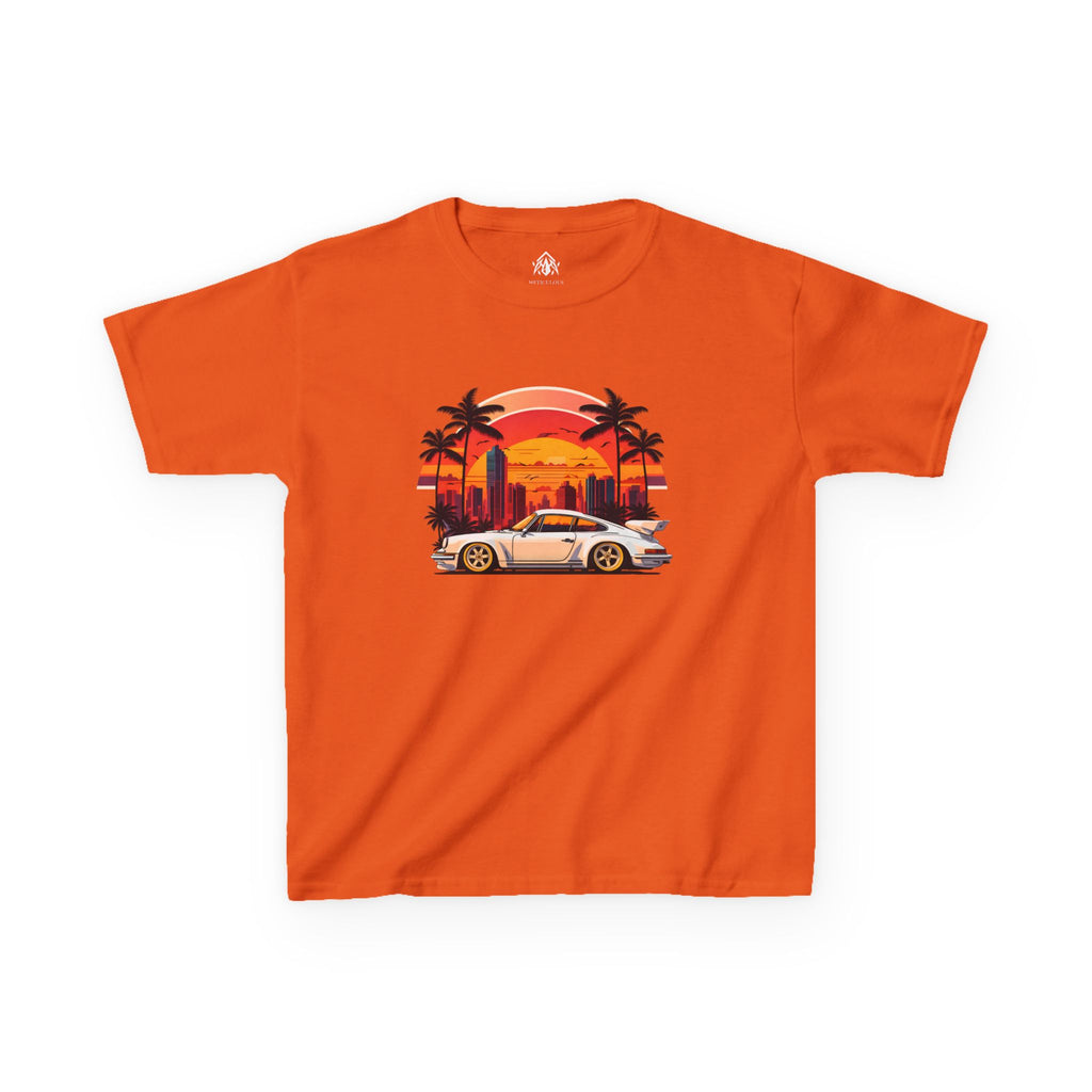 Kids Retro Sunset Sports Car Tee