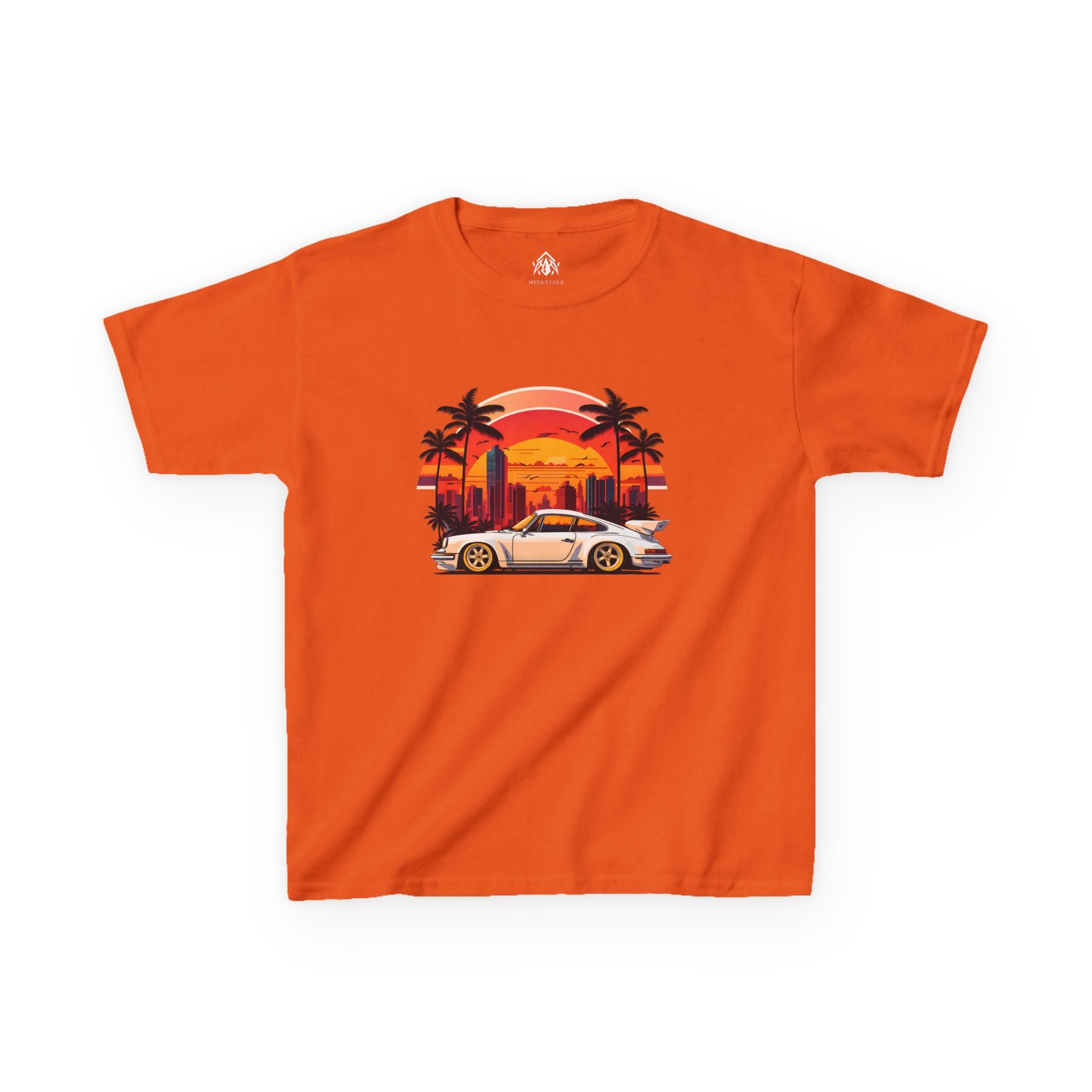 Kids Retro Sunset Sports Car Tee