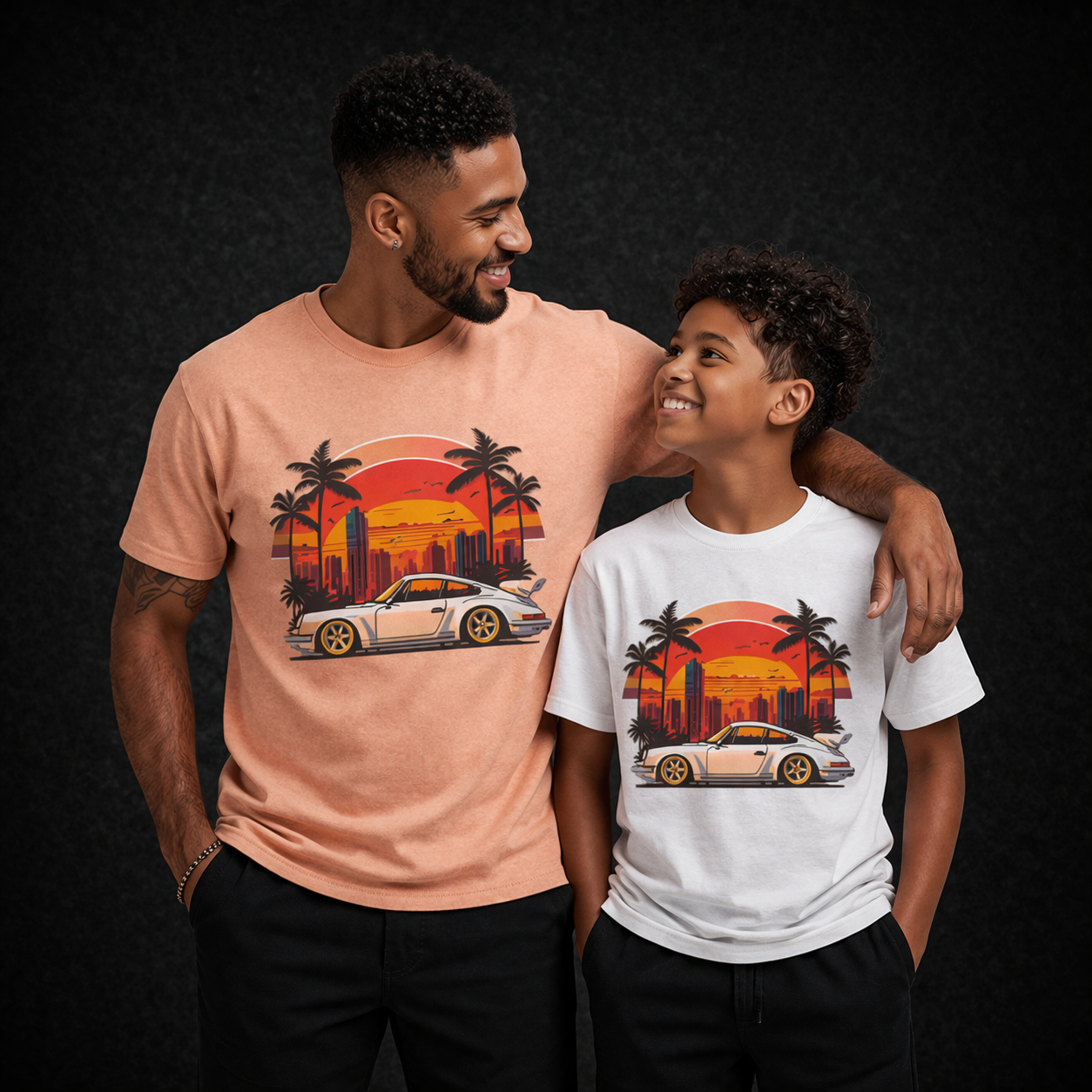 Retro Sunset Sports Car Tee (Boys Version Available)