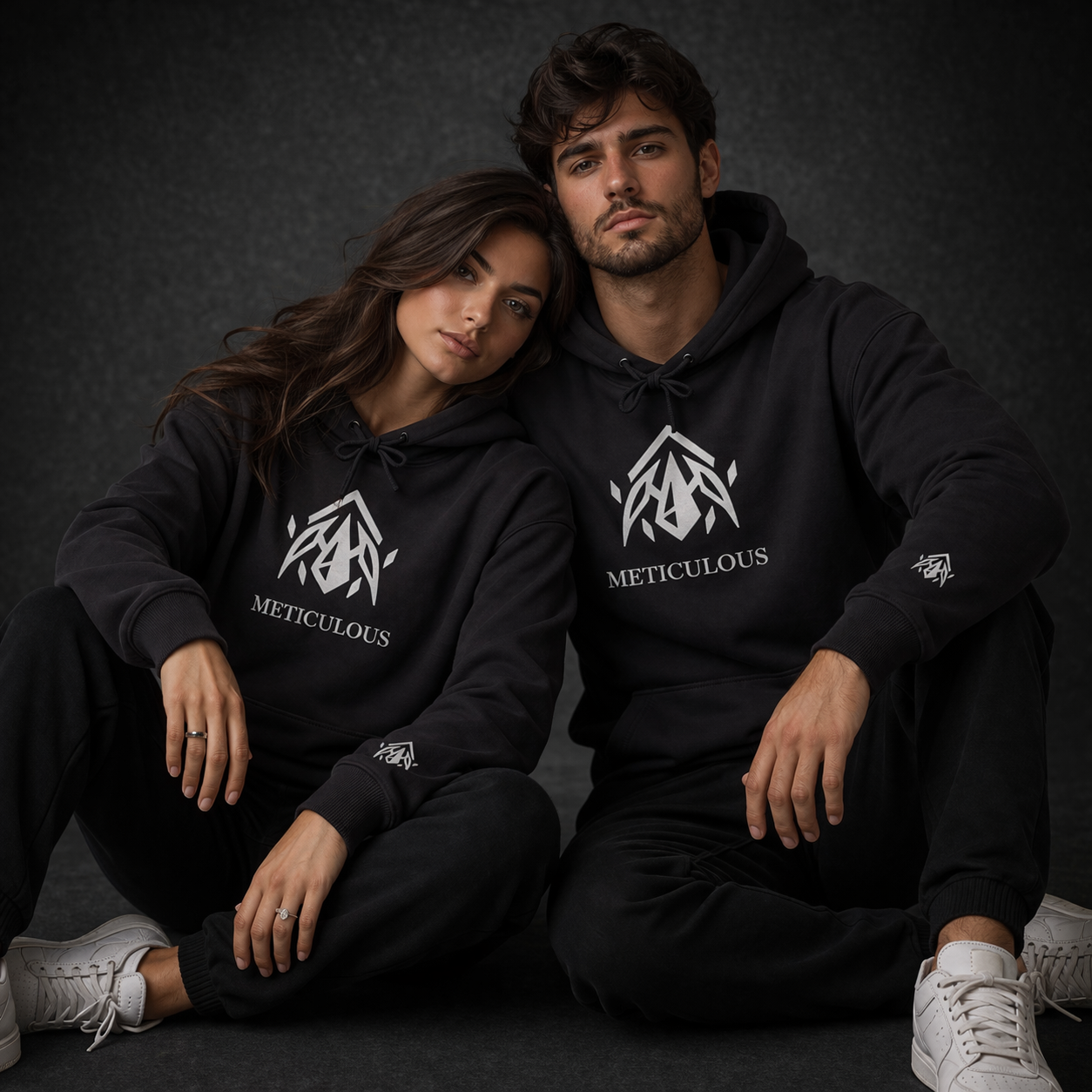 Meticulous Premium White Logo Hoodie