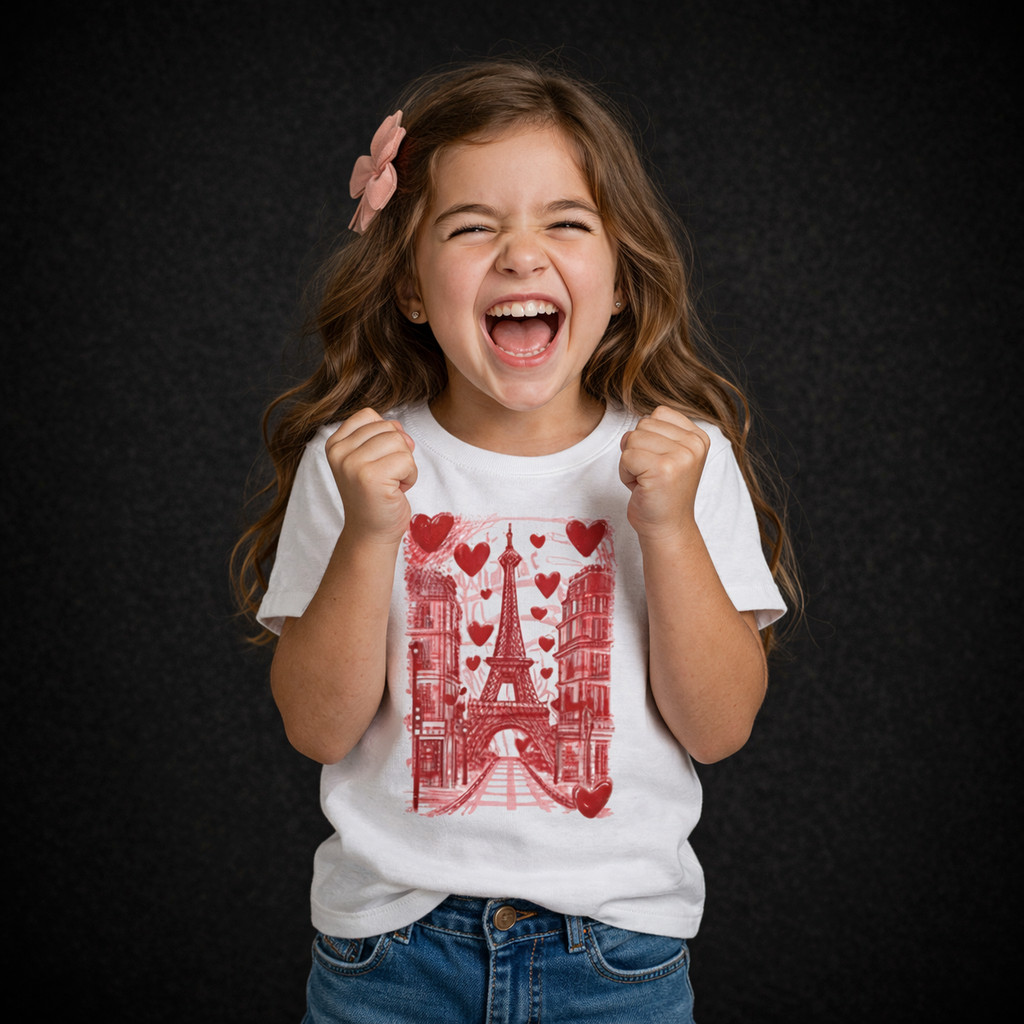 Red Paris Eiffel Tower Girl Tee