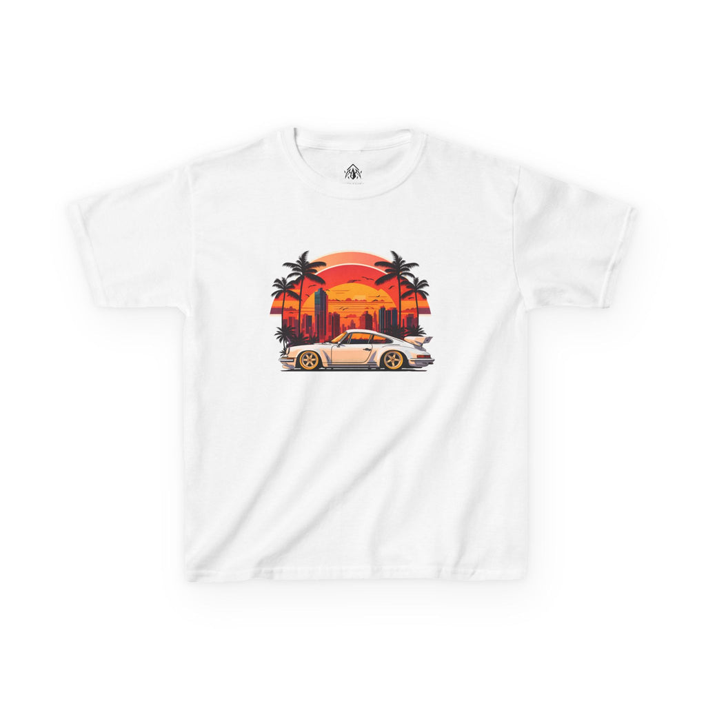 Kids Retro Sunset Sports Car Tee