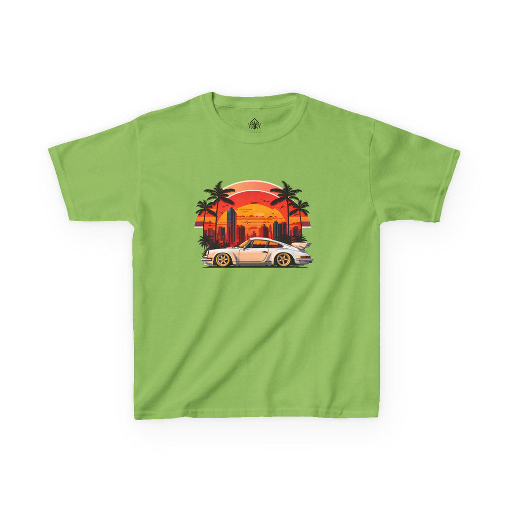 Kids Retro Sunset Sports Car Tee