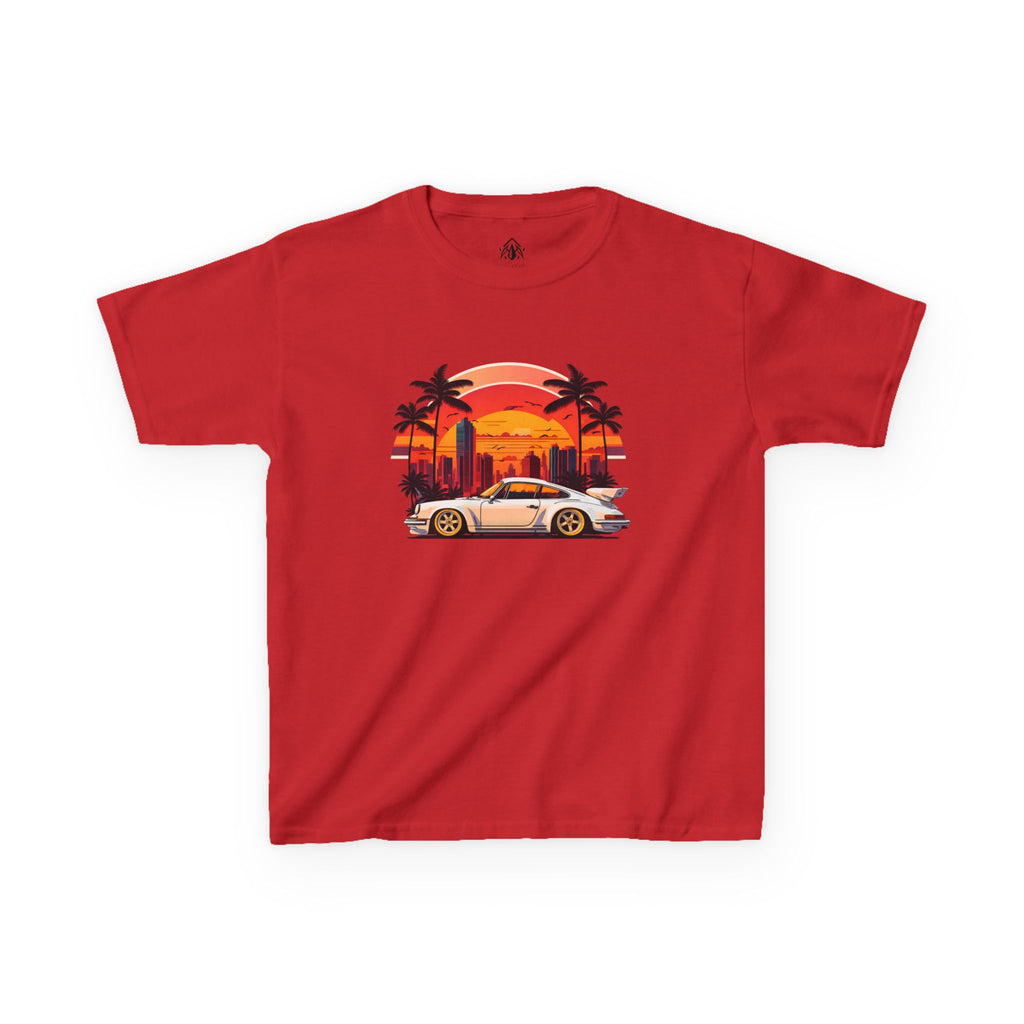 Kids Retro Sunset Sports Car Tee