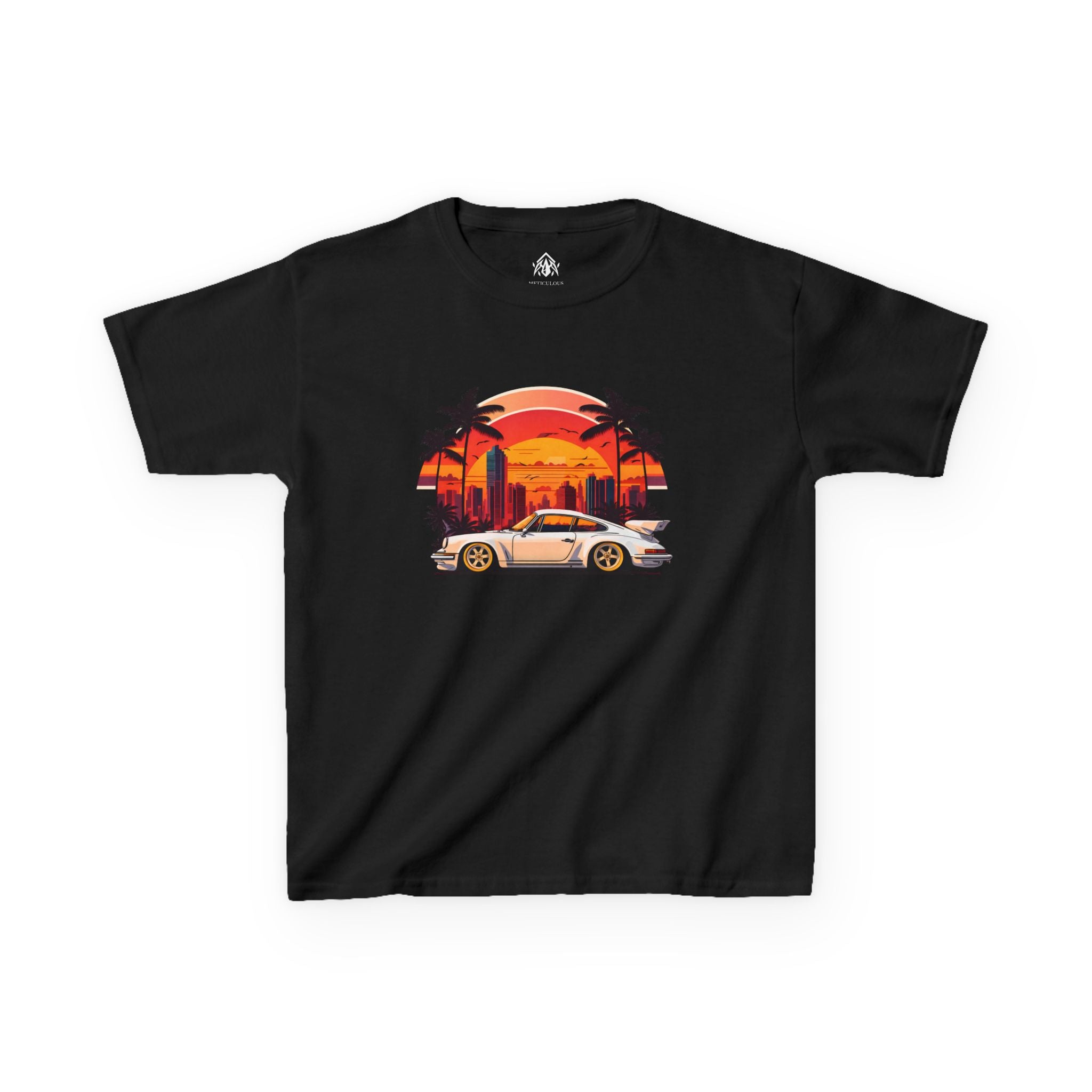 Kids Retro Sunset Sports Car Tee