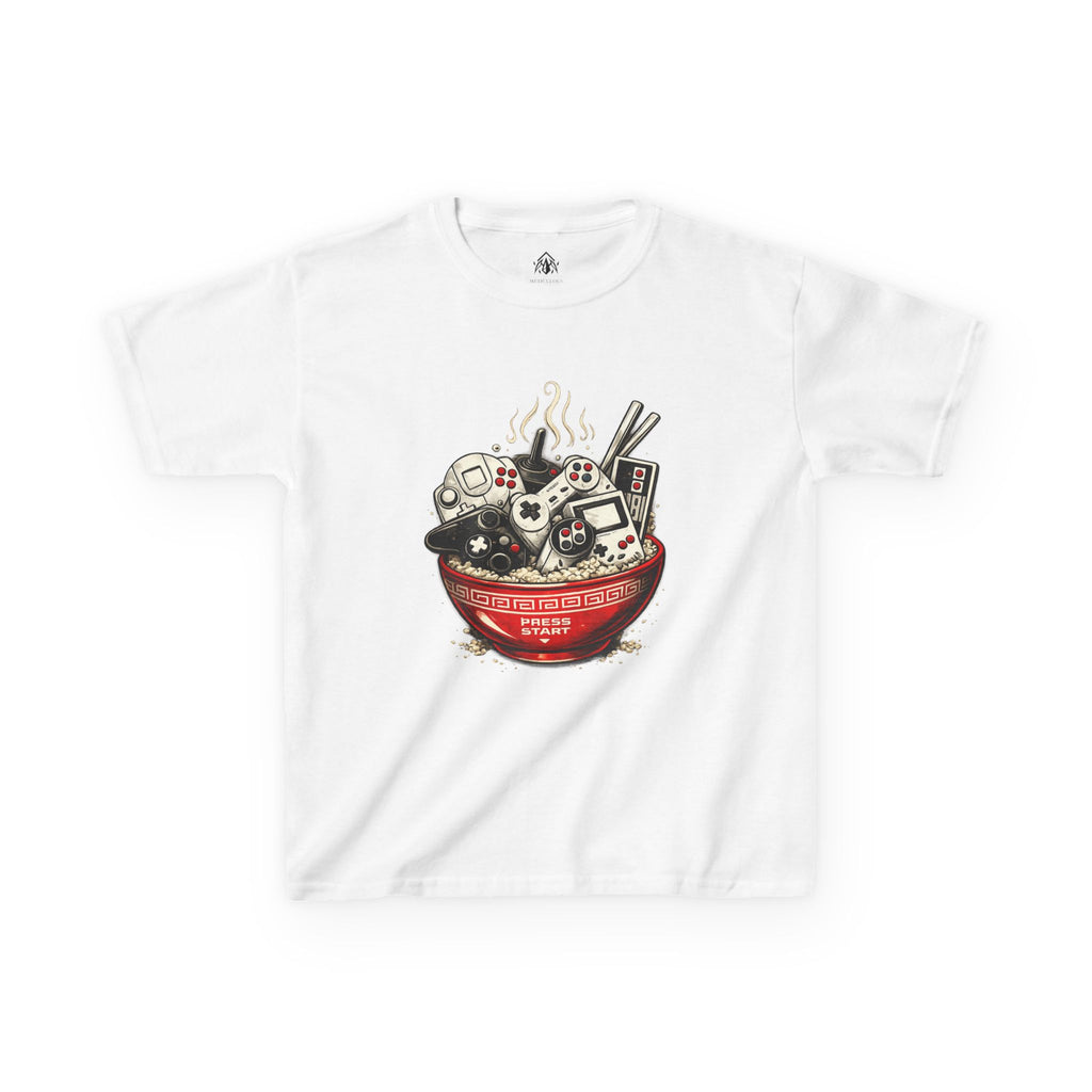 Kids Ramen Gamer T‑Shirt — Cute Sushi & Game Console Bowl Graphic Tee