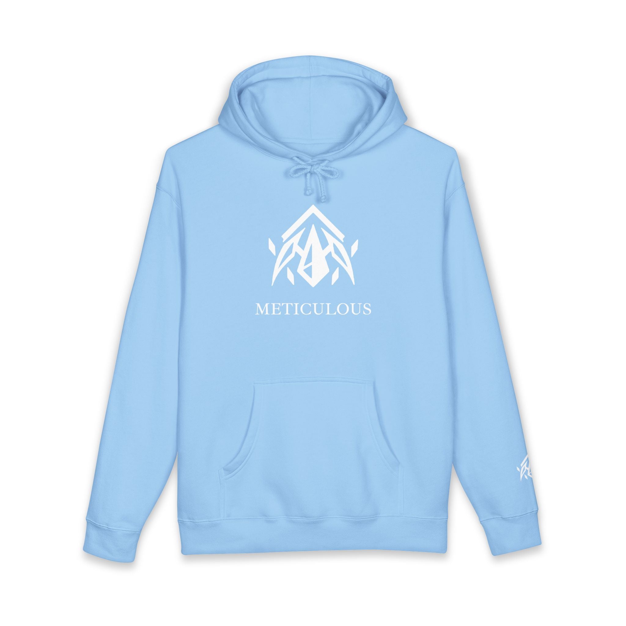 Meticulous Premium White Logo Hoodie